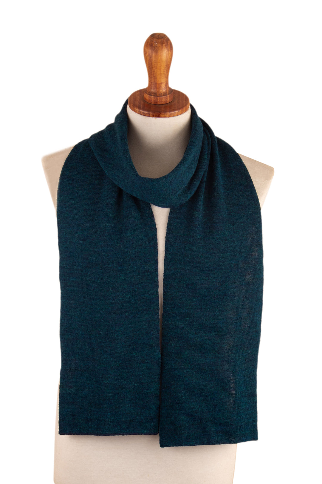 Knit Reversible Baby Alpaca Scarf in Indigo and Peacock - Peacock Trends