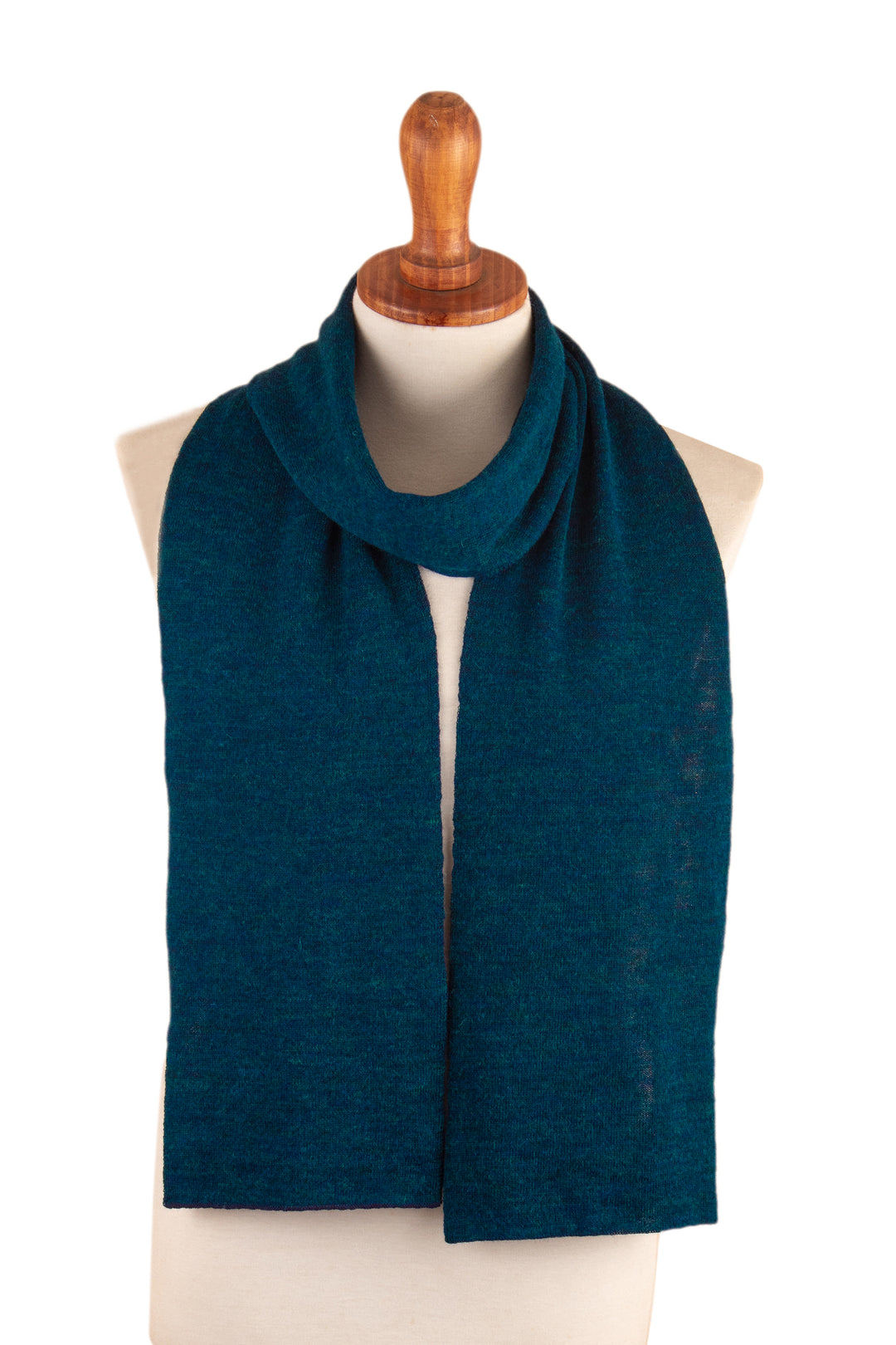 Knit Reversible Baby Alpaca Scarf in Indigo and Peacock - Peacock Trends