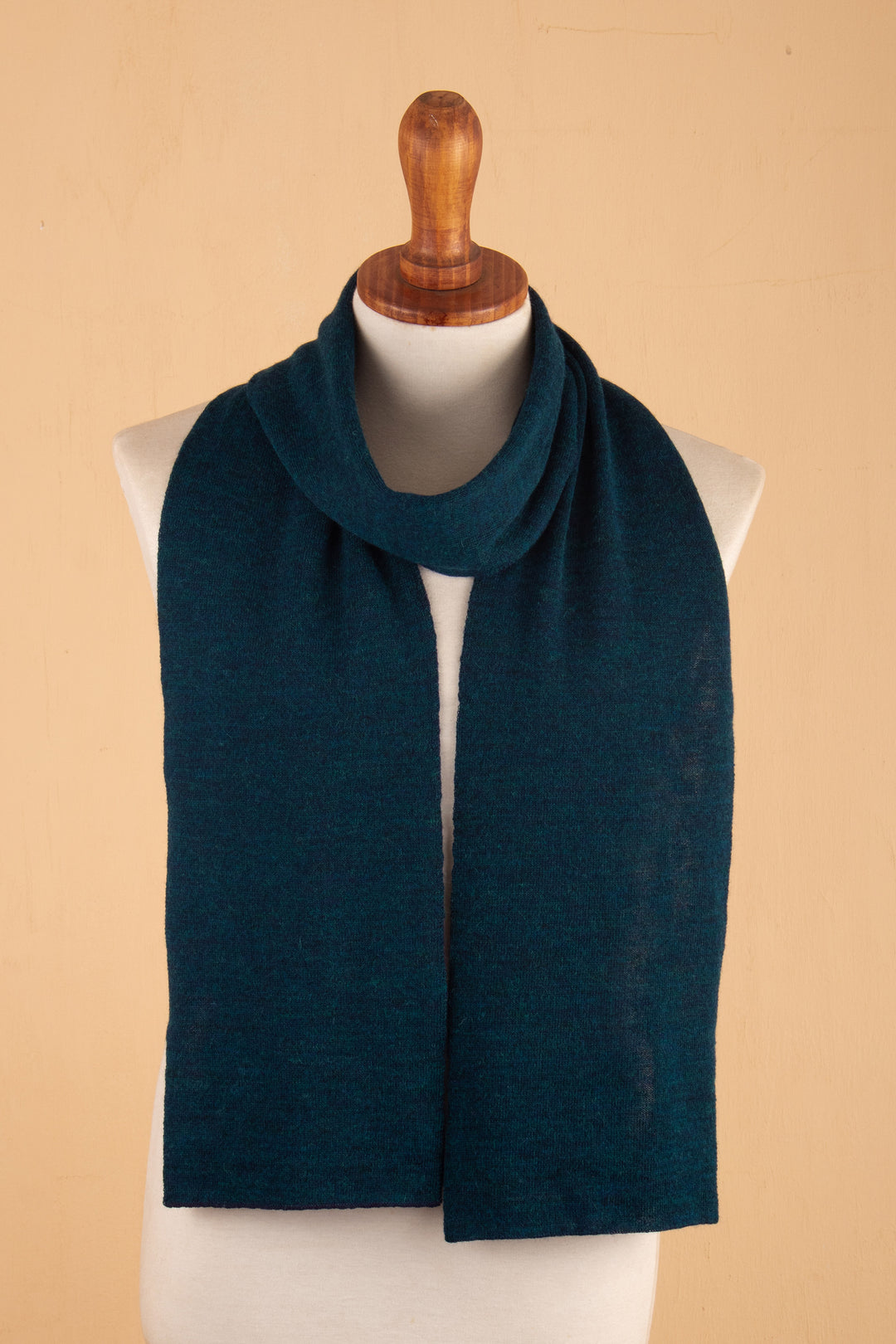 Knit Reversible Baby Alpaca Scarf in Indigo and Peacock - Peacock Trends