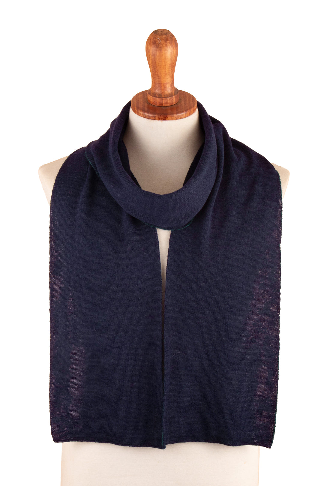 Knit Reversible Baby Alpaca Scarf in Indigo and Peacock - Peacock Trends