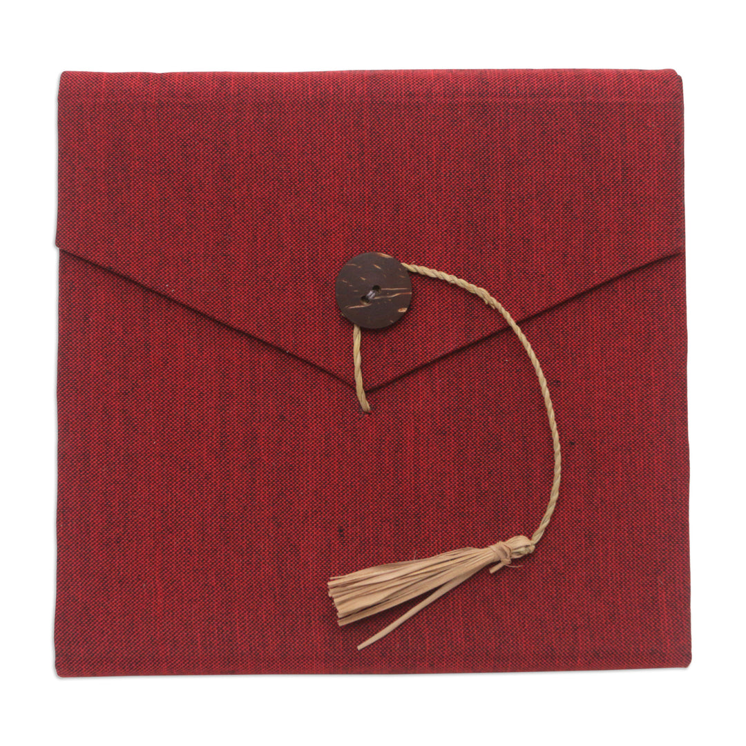 Handcrafted Red Natural Fiber Notebook from Bali - Red Voyage