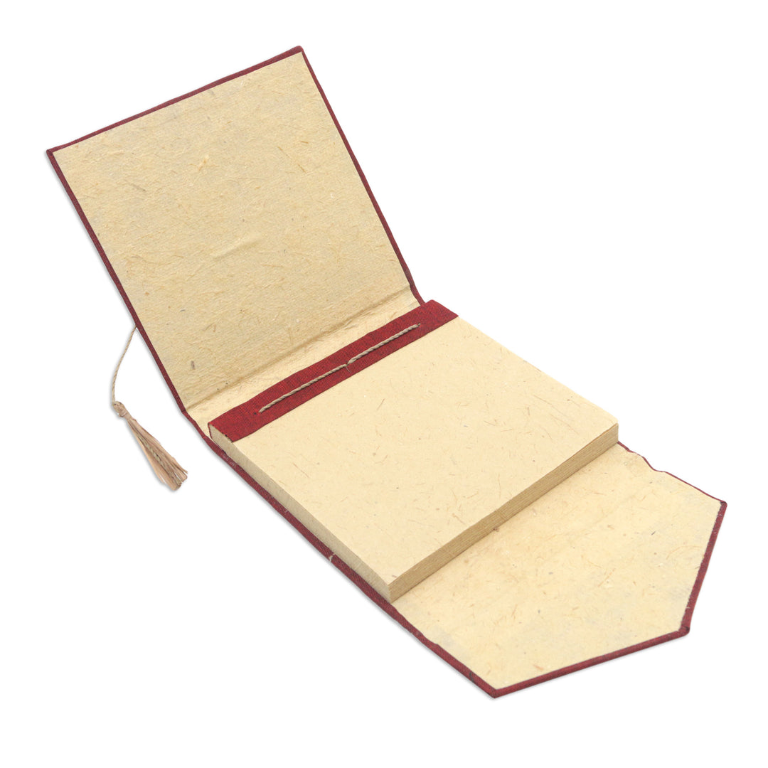 Handcrafted Red Natural Fiber Notebook from Bali - Red Voyage