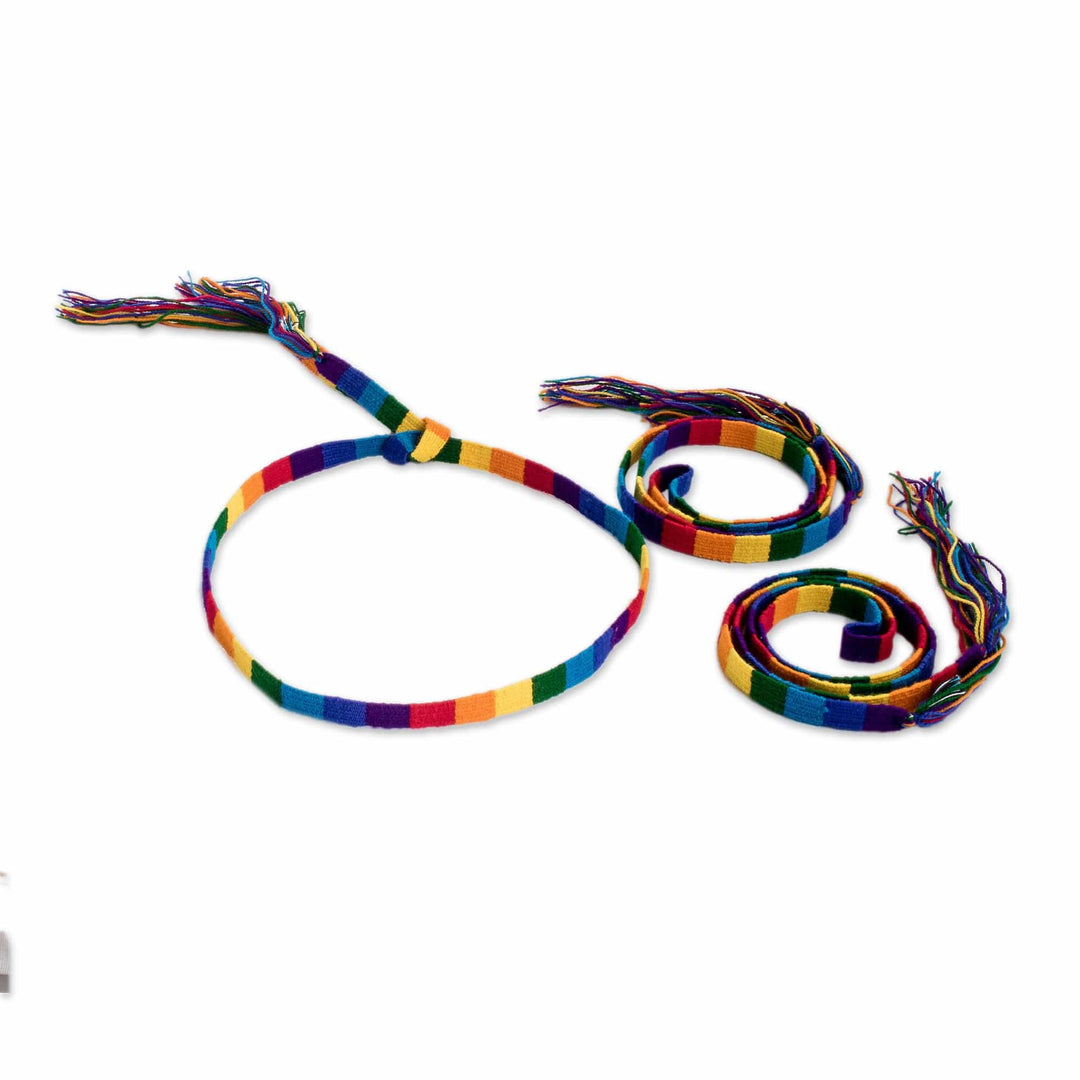 Set of 3 Handloomed Acrylic Hatbands in a Rainbow Palette - Rainbow Thoughts