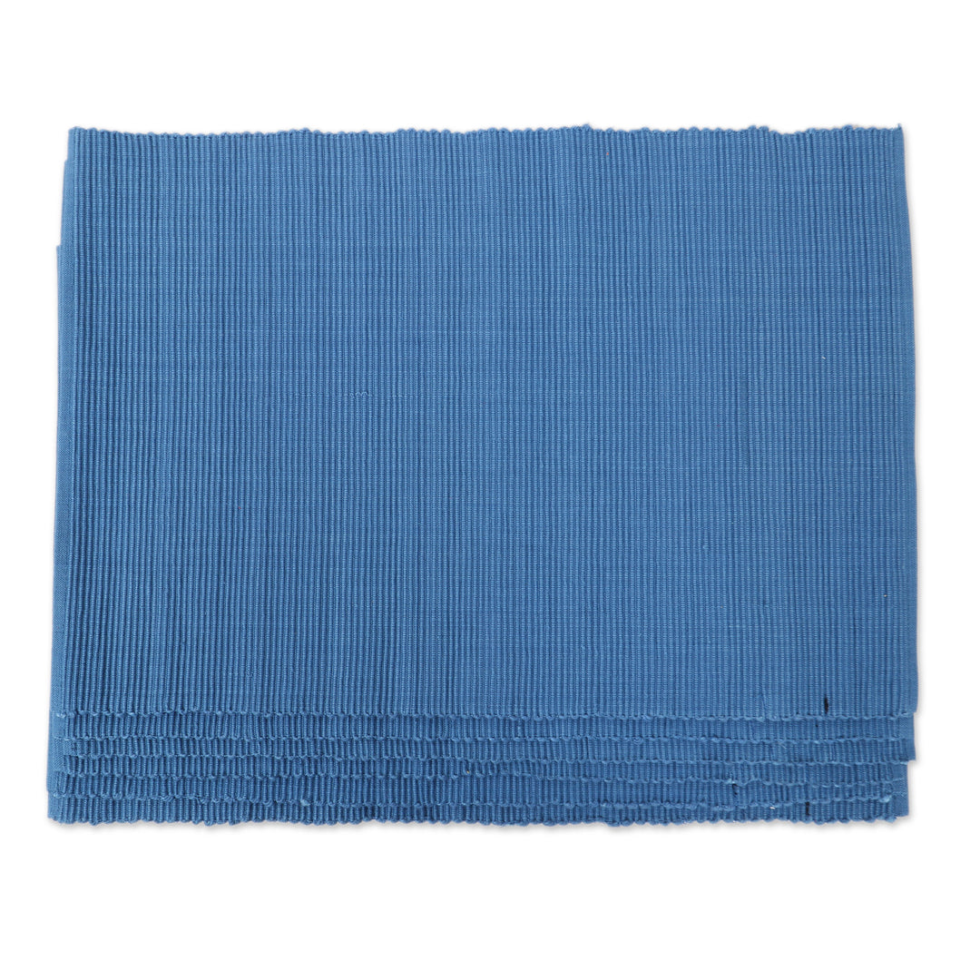 Set of 6 Cotton Woven Placemats in Blue Crafted in India - Blue Elegance