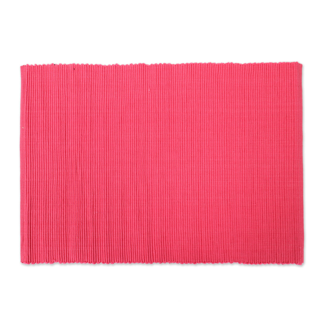 Set of 6 Cotton Woven Placemats in Raspberry from India - Raspberry Elegance