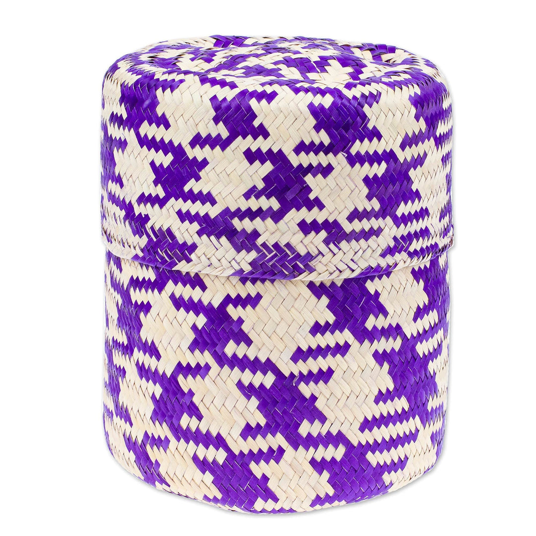 Handwoven Eco-Friendly Natural Fiber Basket with Lapis Hues - Lapis Sparkles