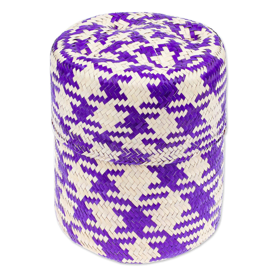 Handwoven Eco-Friendly Natural Fiber Basket with Lapis Hues - Lapis Sparkles