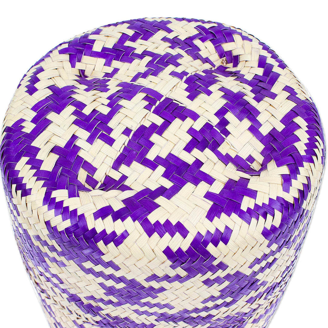 Handwoven Eco-Friendly Natural Fiber Basket with Lapis Hues - Lapis Sparkles