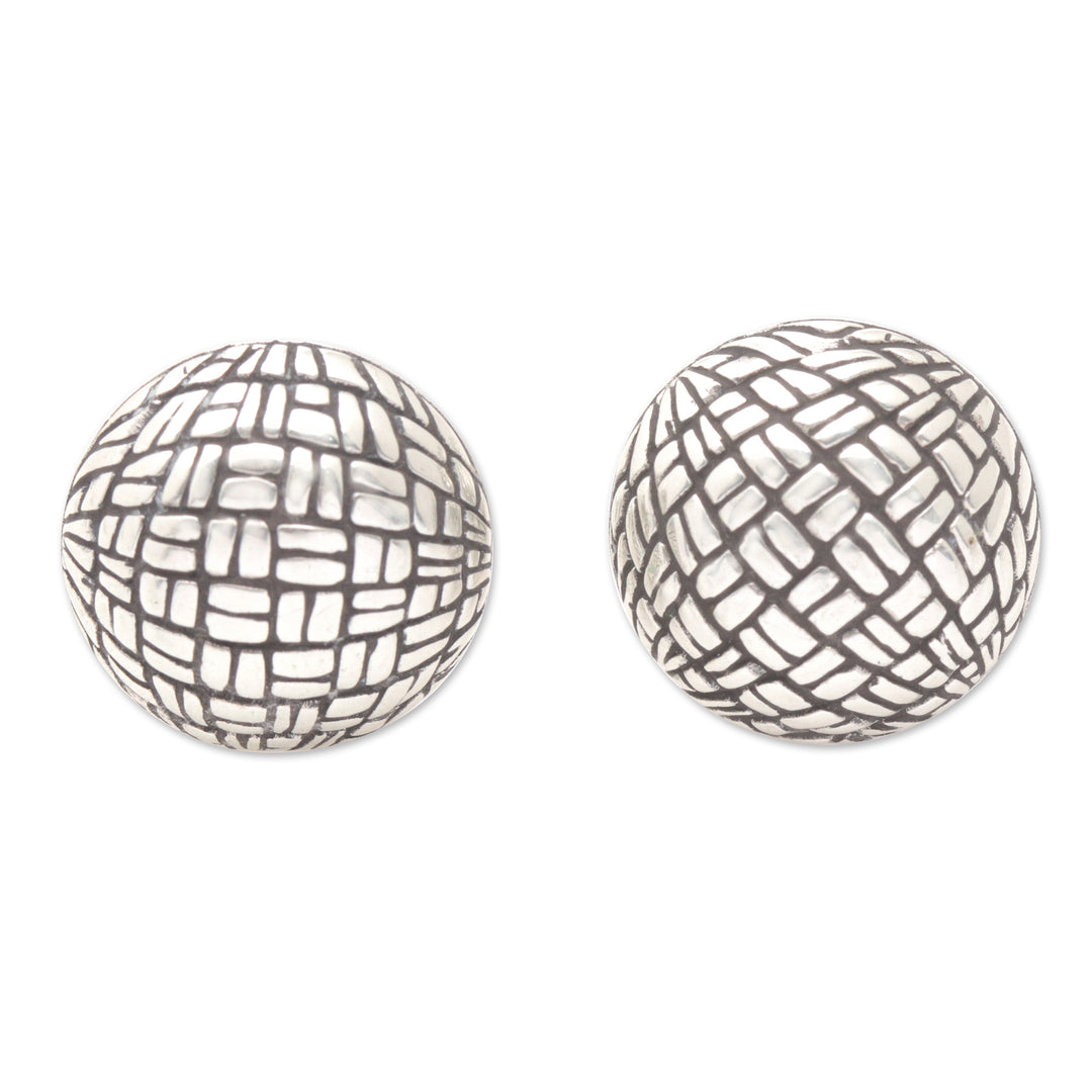 Sterling Silver Modern Stud Earrings Crafted in Bali - Sweet Look
