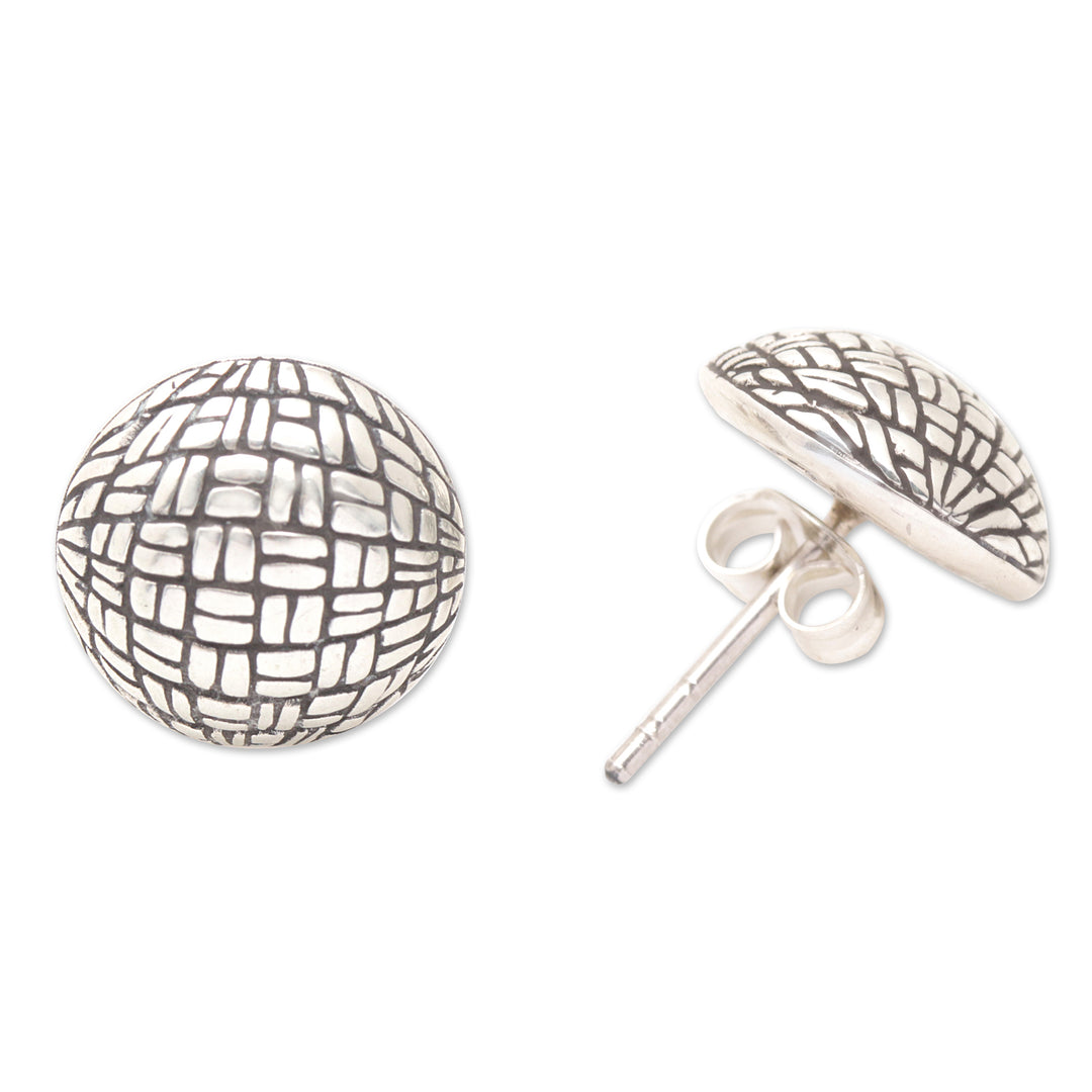 Sterling Silver Modern Stud Earrings Crafted in Bali - Sweet Look