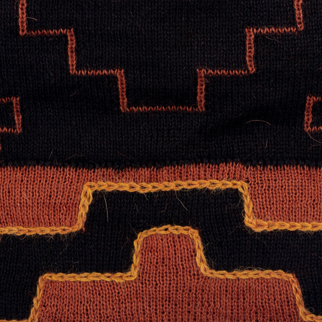 Chakana-Inspired Alpaca Blend Hat in a Warm Palette - Earth Visions