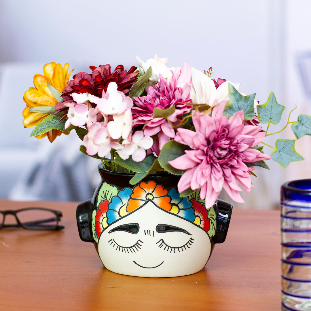 frida plant pot Handcrafted Ceramic Flower Pot Inspired by Frida Kahlo