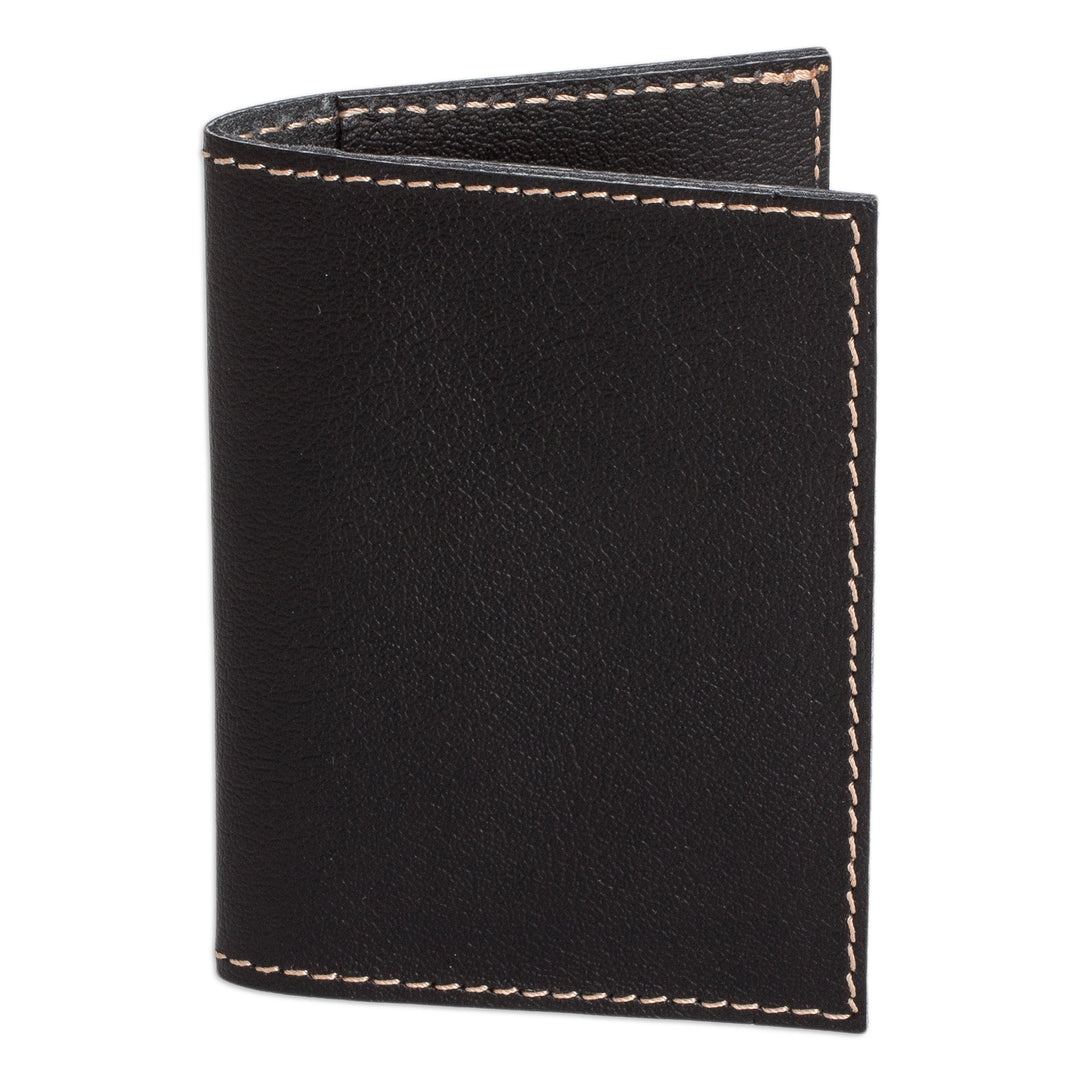 Leather Card Holder in a Black Tone Handcrafted in Guatemala - Helpful Shadows