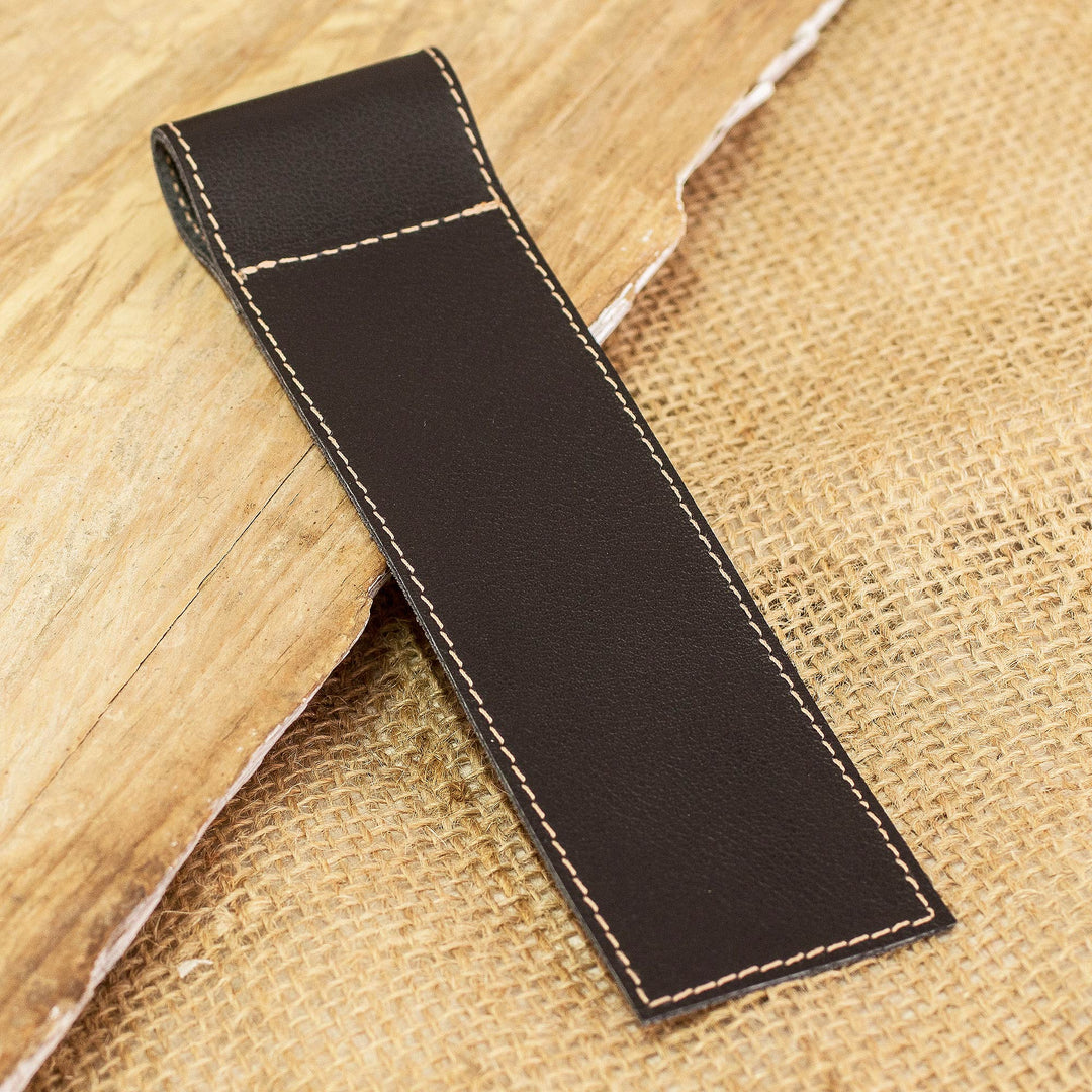 Handcrafted 100% Leather Bookmark in a Black Hue - Night Reader