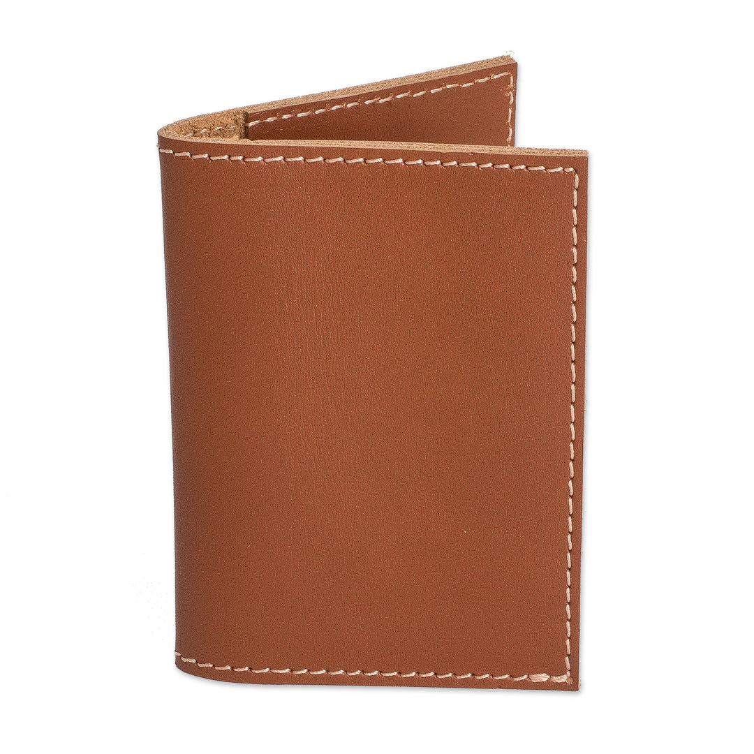 Leather Card Holder in a Brown Tone Handcrafted in Guatemala - Helpful Caresses