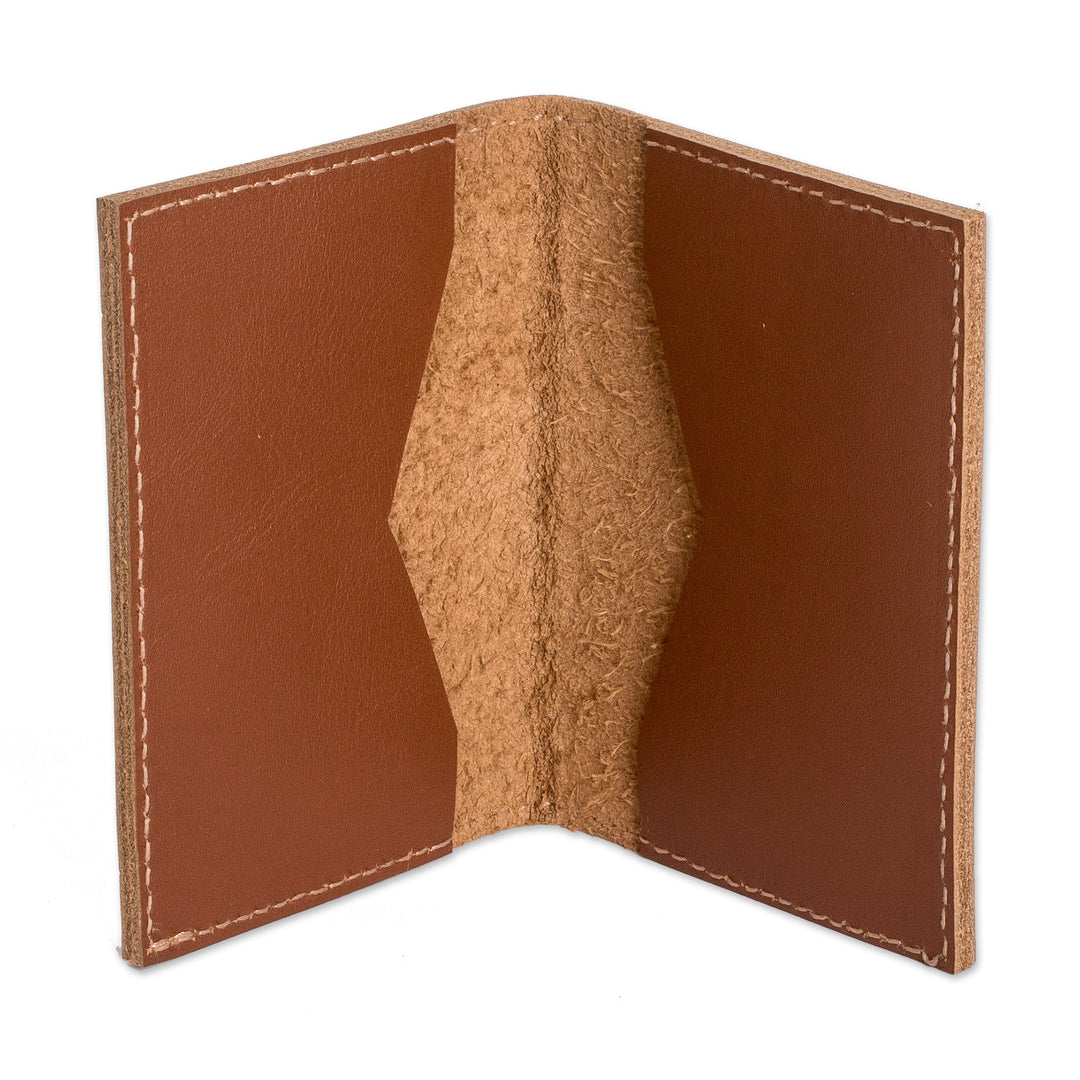 Leather Card Holder in a Brown Tone Handcrafted in Guatemala - Helpful Caresses