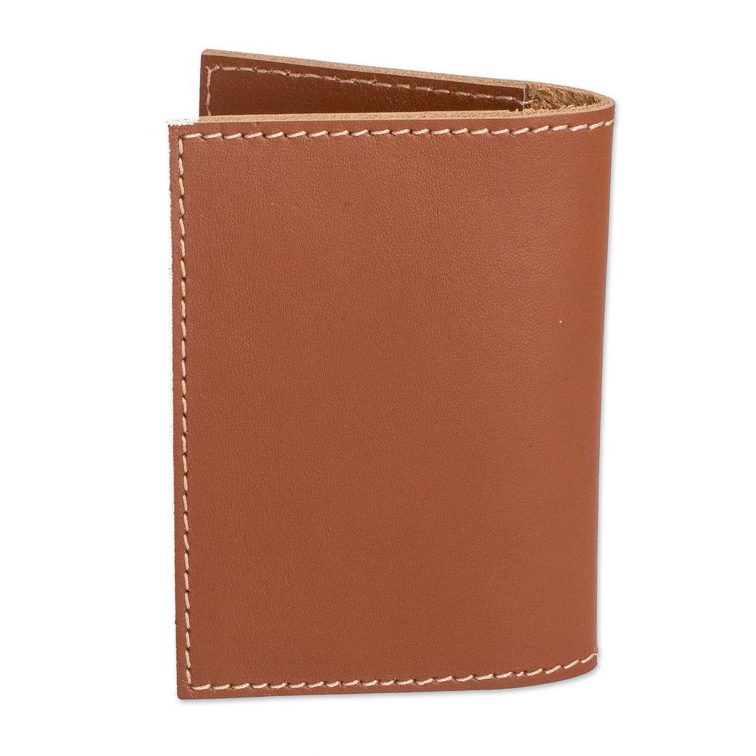 Leather Card Holder in a Brown Tone Handcrafted in Guatemala - Helpful Caresses