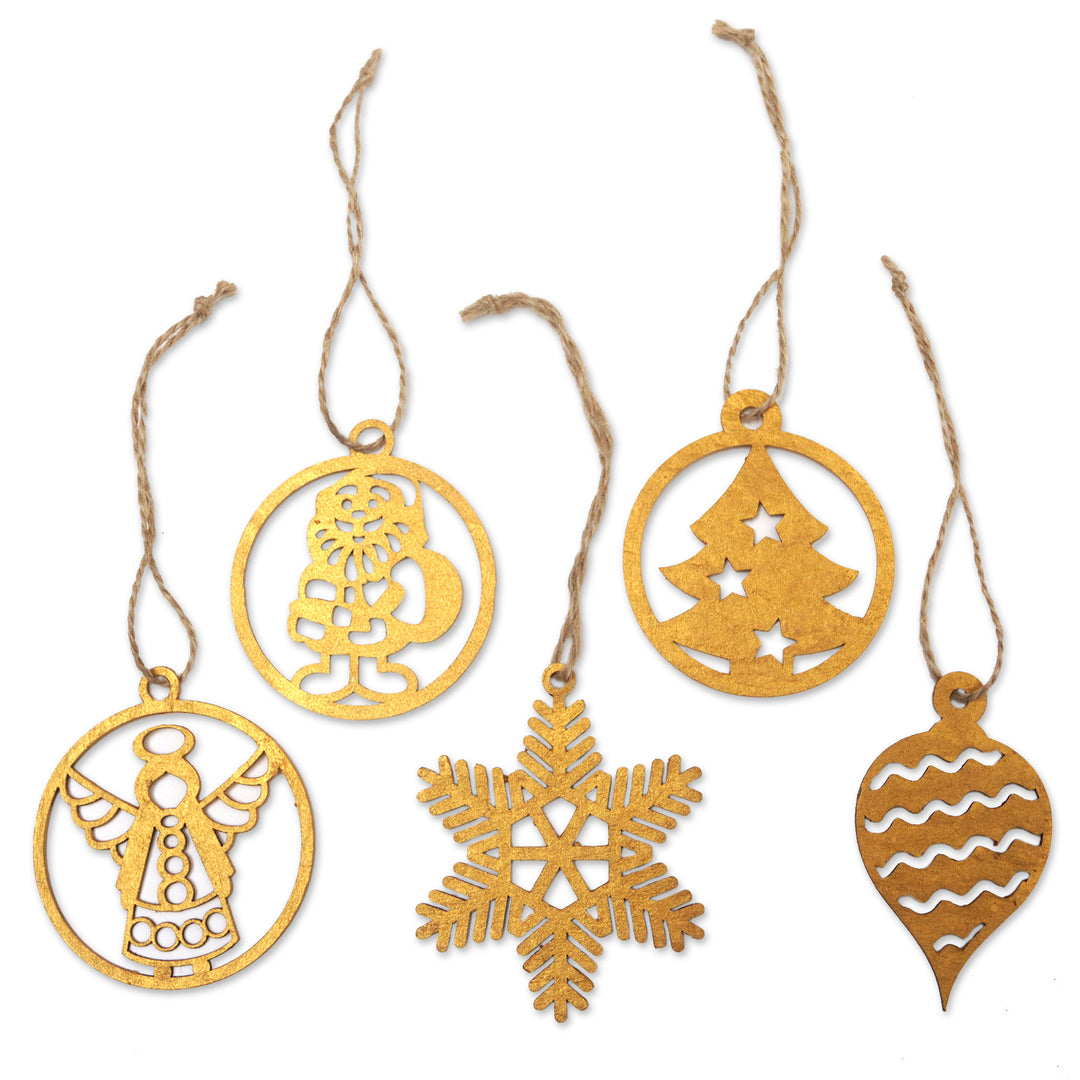 Holiday Ornaments with Natura Fiber Cords (Set of 5) - Heavenly Eve