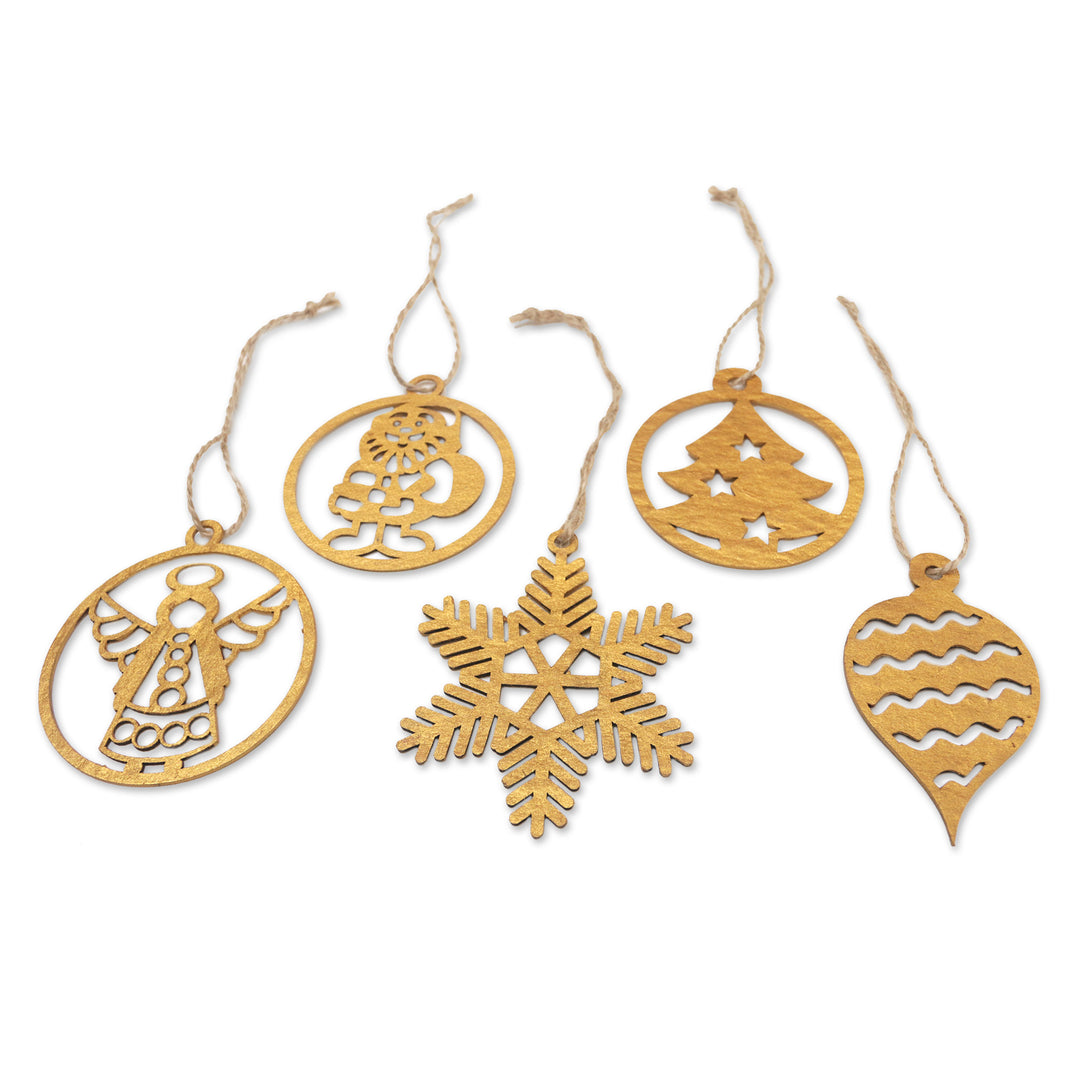 Holiday Ornaments with Natura Fiber Cords (Set of 5) - Heavenly Eve