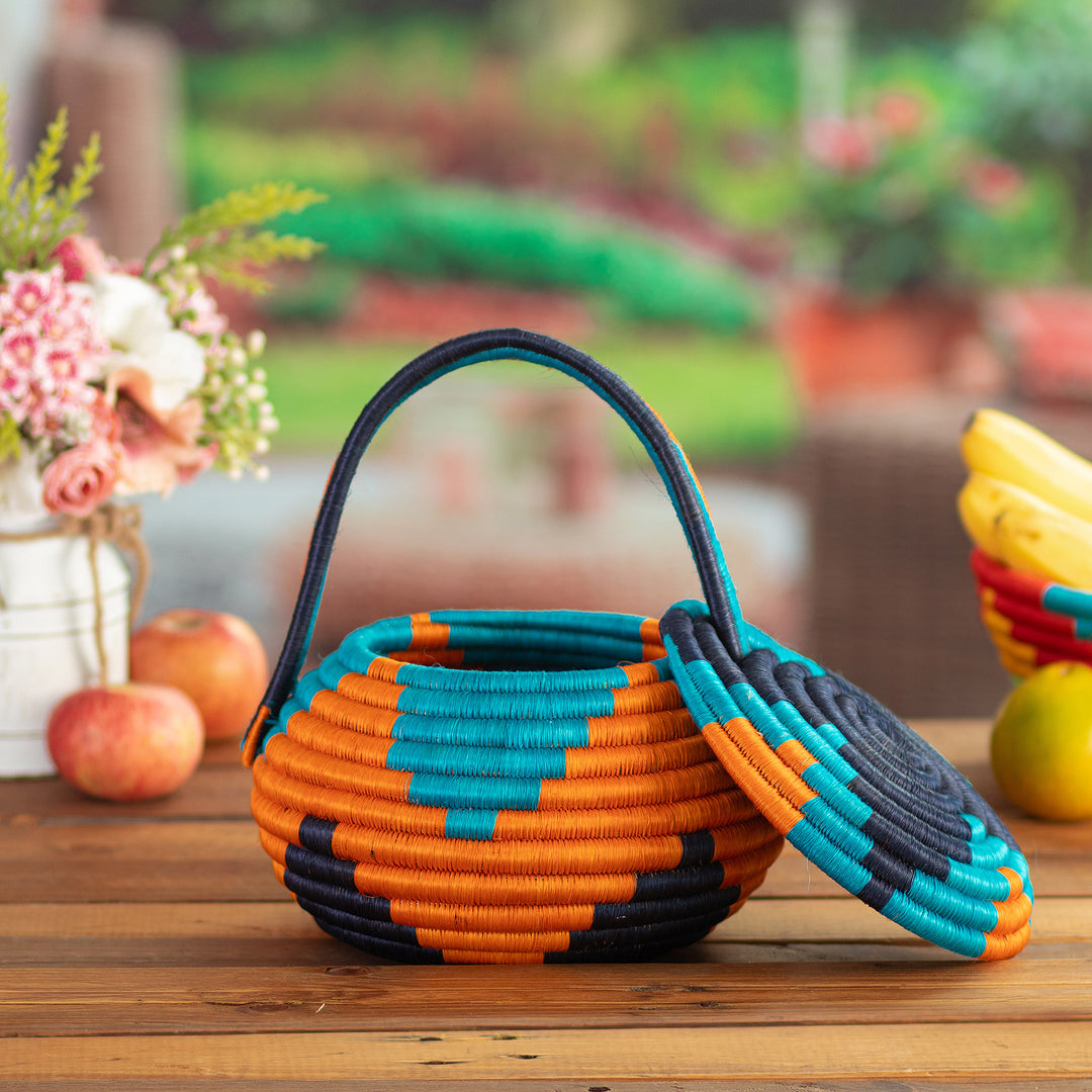 Guacamayas Natural Fiber Covered Basket from Colombia - Monserrate