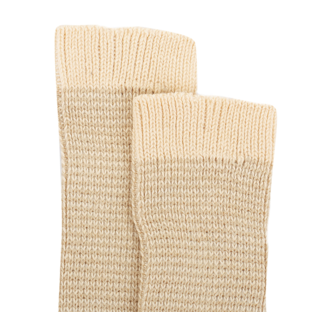 Unisex Beige and Green Cotton Socks Knitted in Peru - Pakucho