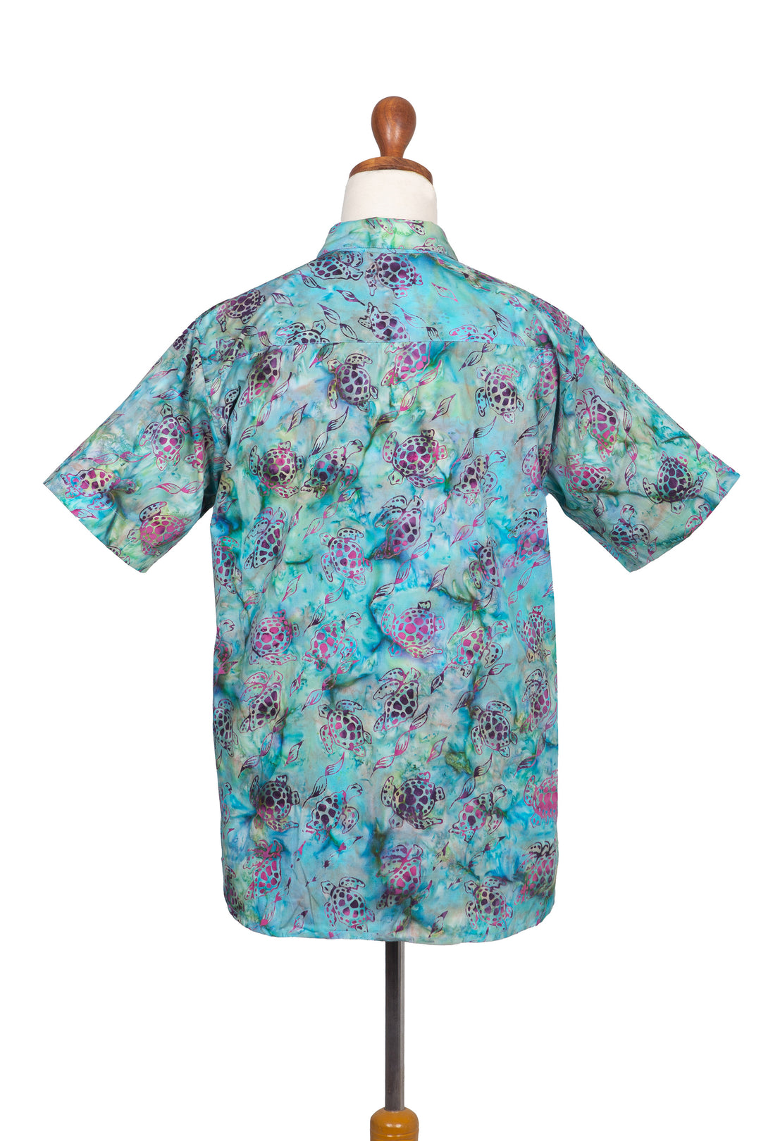 Men's Turtle-Themed Cotton Batik Shirt Handcrafted in Bali - Ocean Majesty