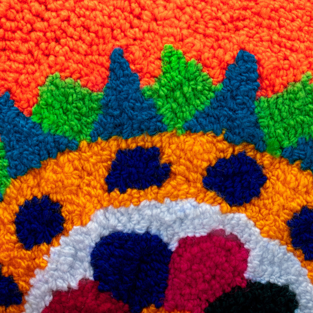 Sun-Themed Handcrafted Orange Coin Purse from Colombia - La Guajira Sun