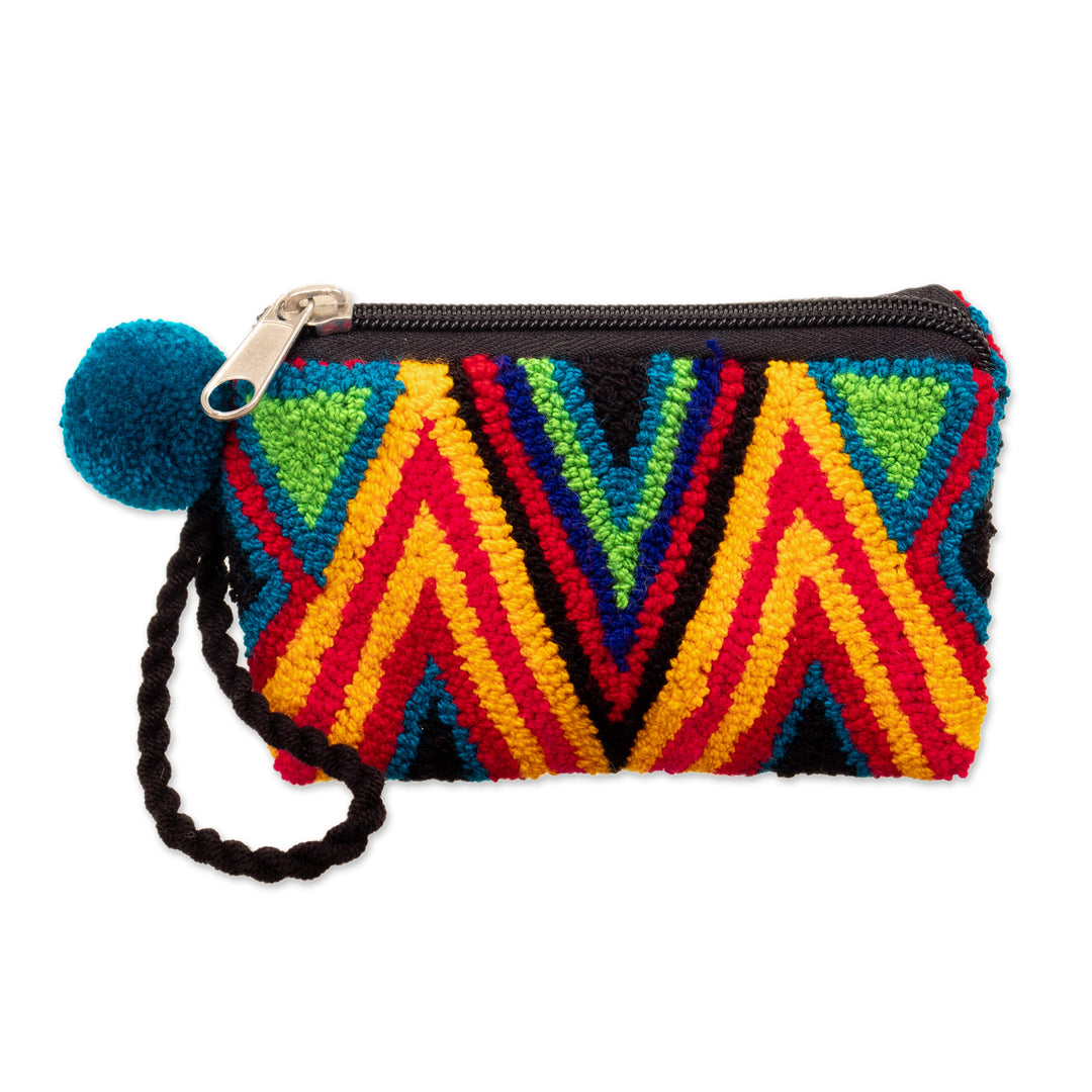 Geometric Handcrafted Colorful Coin Purse from Colombia - Colombian Mountains