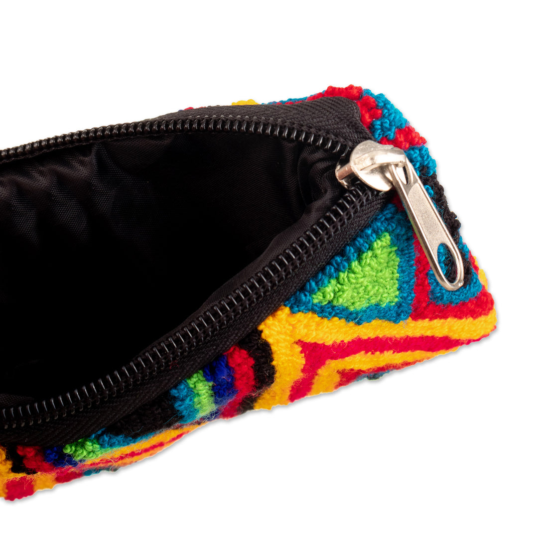 Geometric Handcrafted Colorful Coin Purse from Colombia - Colombian Mountains