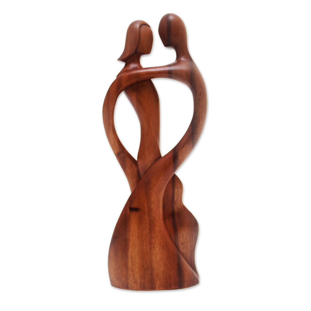 Hand-Carved Suar Wood Sculpture of a Dancing Couple - Shadow Dance