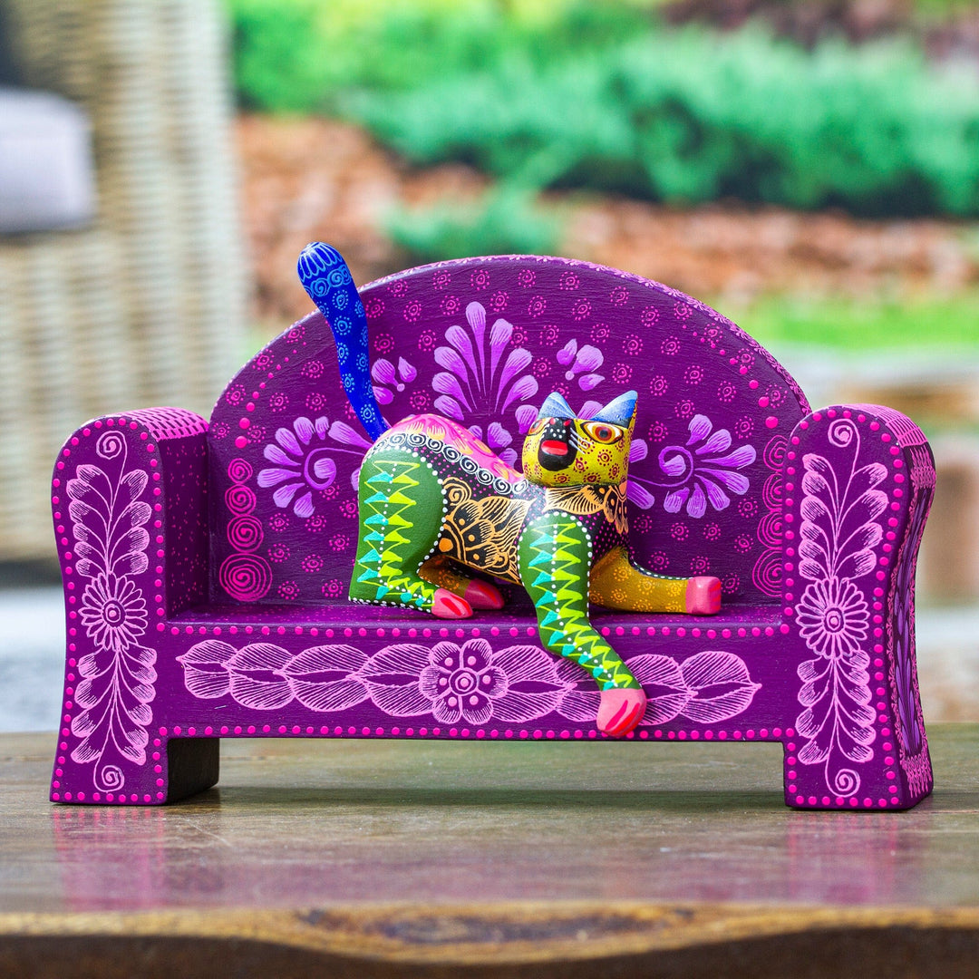Olive Cat on a Bench