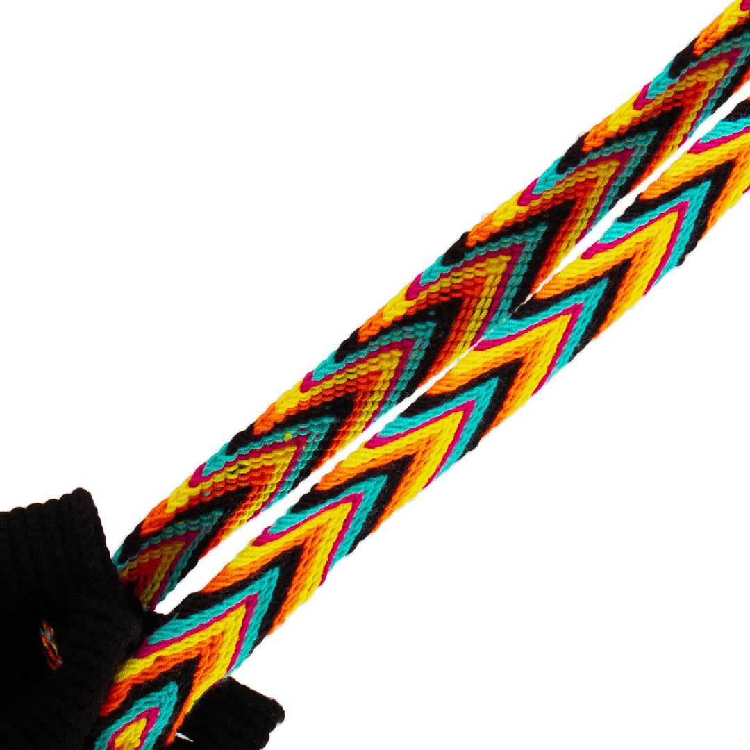 Black Crocheted Sling Bag with Multicolored Accents - Wayuu Glam
