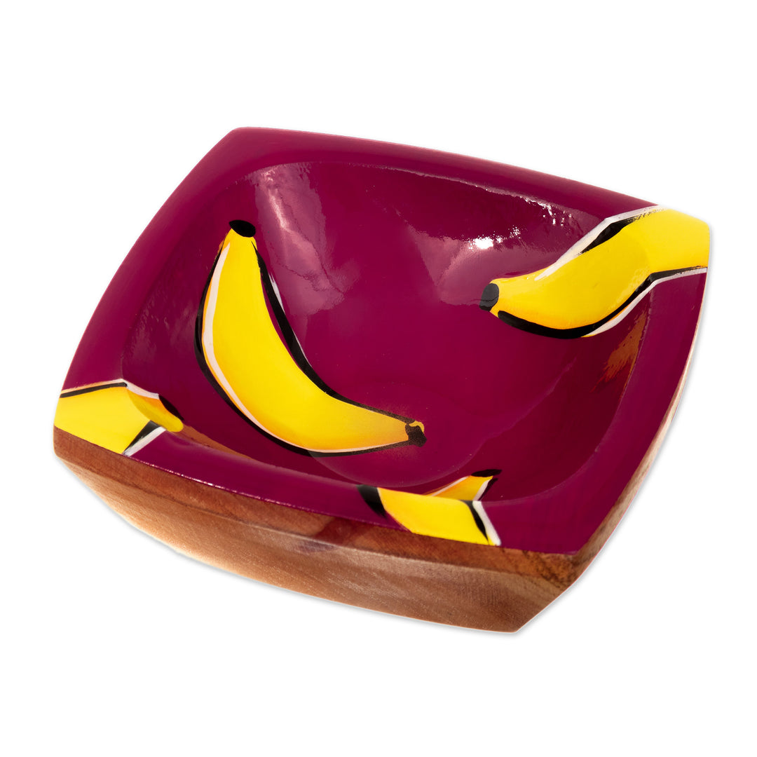 Cedar Wood Banana Catchall Hand-Painted in Colombia - Bananas under The Sun