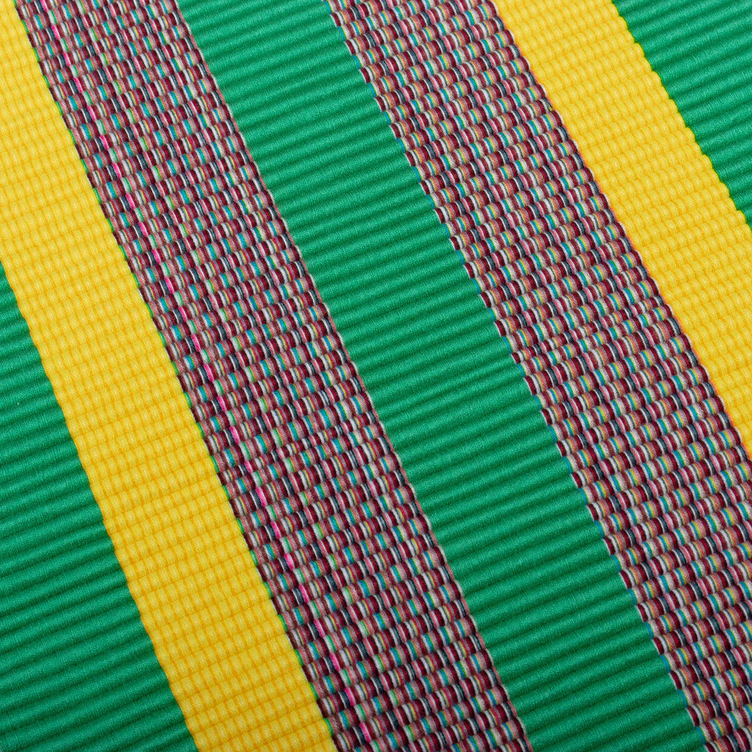 Set of 4 Handwoven Striped Viridian Cotton Blend Placemats - Viridian Gathering