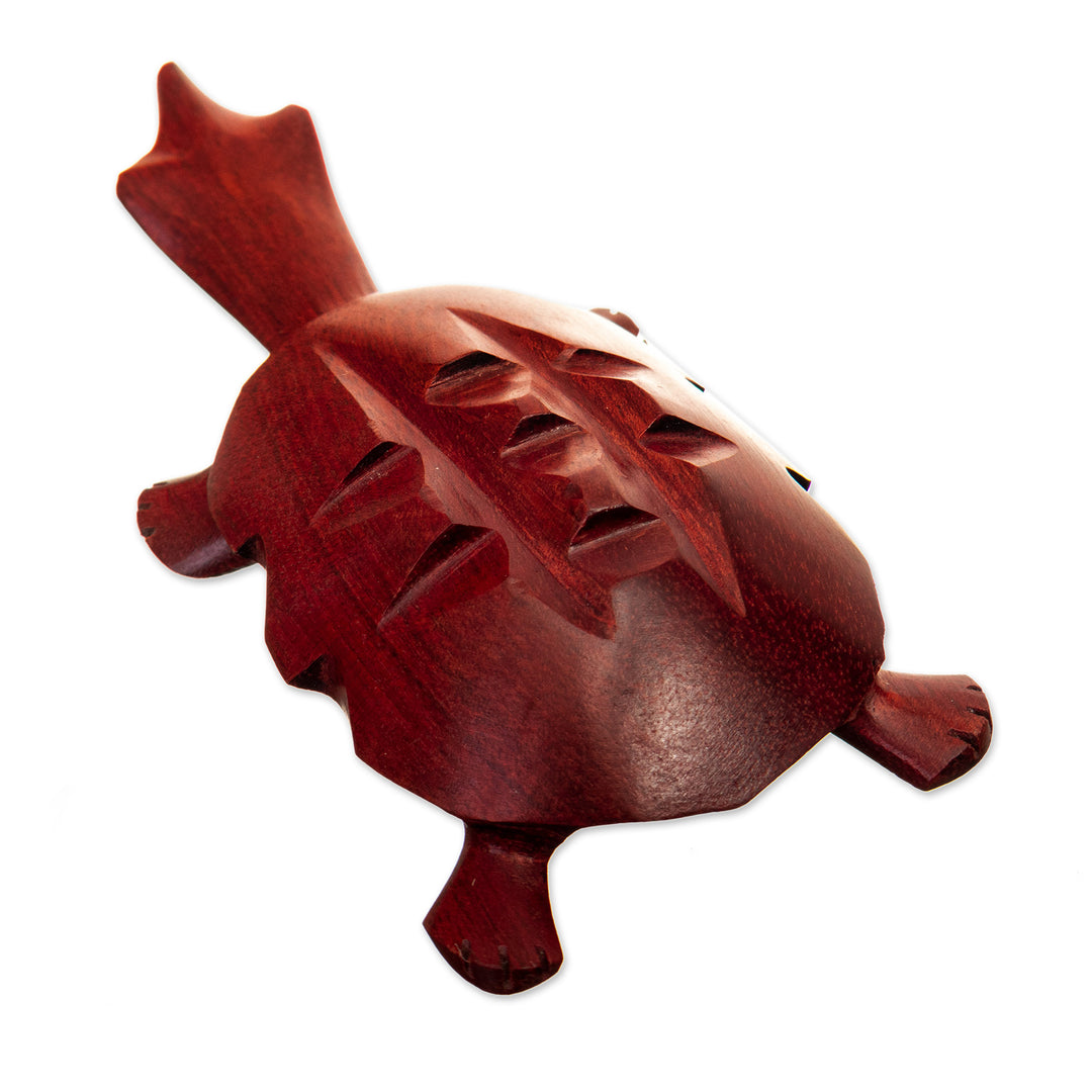 Hand-Carved Palo Sangre Wood Turtle Mini Figurine - Mata Mata Turtle