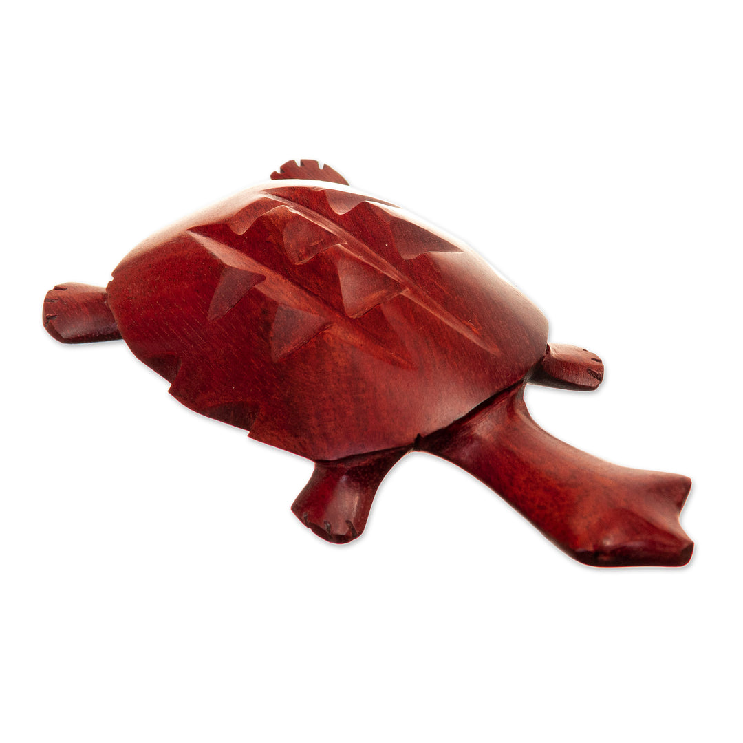 Hand-Carved Palo Sangre Wood Turtle Mini Figurine - Mata Mata Turtle