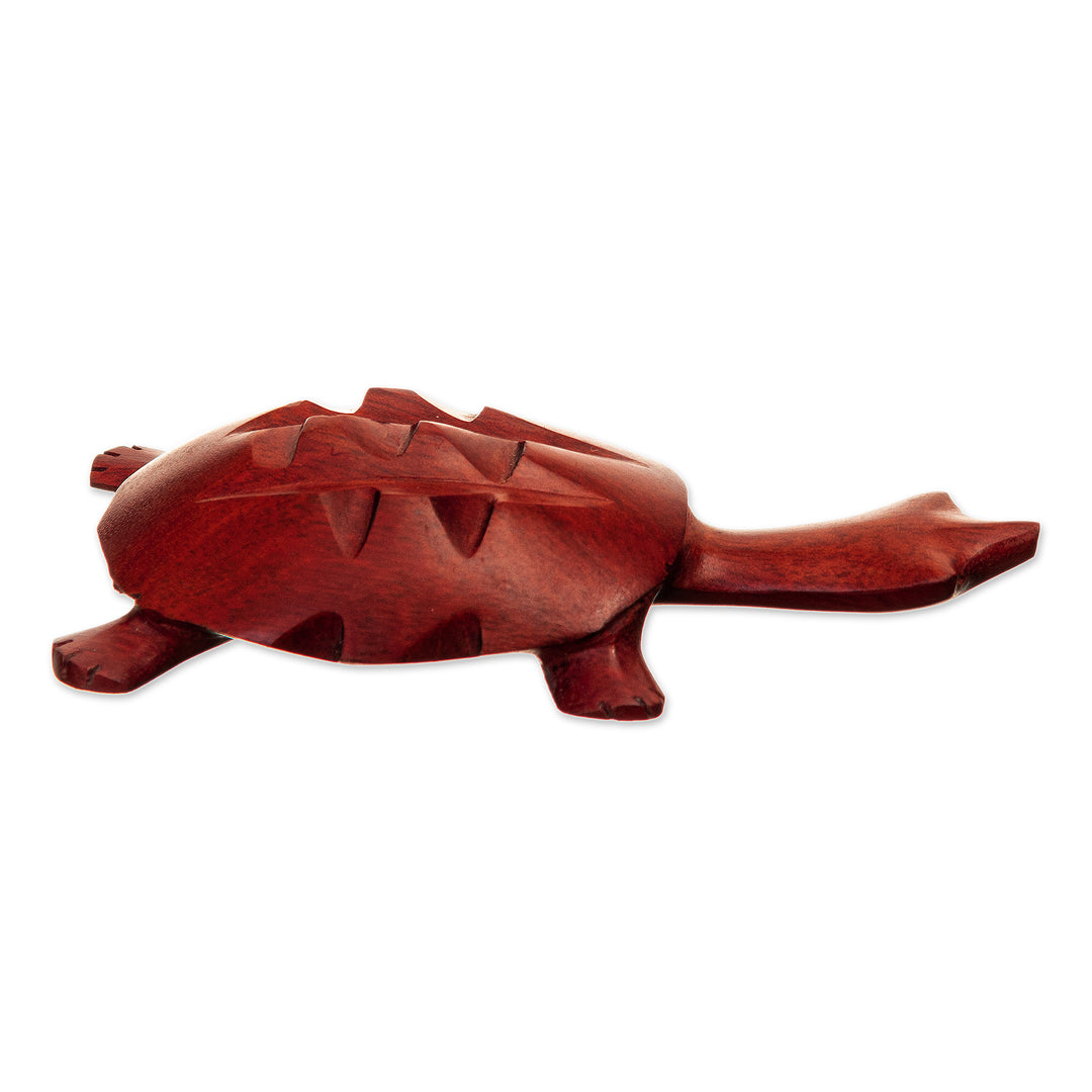 Hand-Carved Palo Sangre Wood Turtle Mini Figurine - Mata Mata Turtle