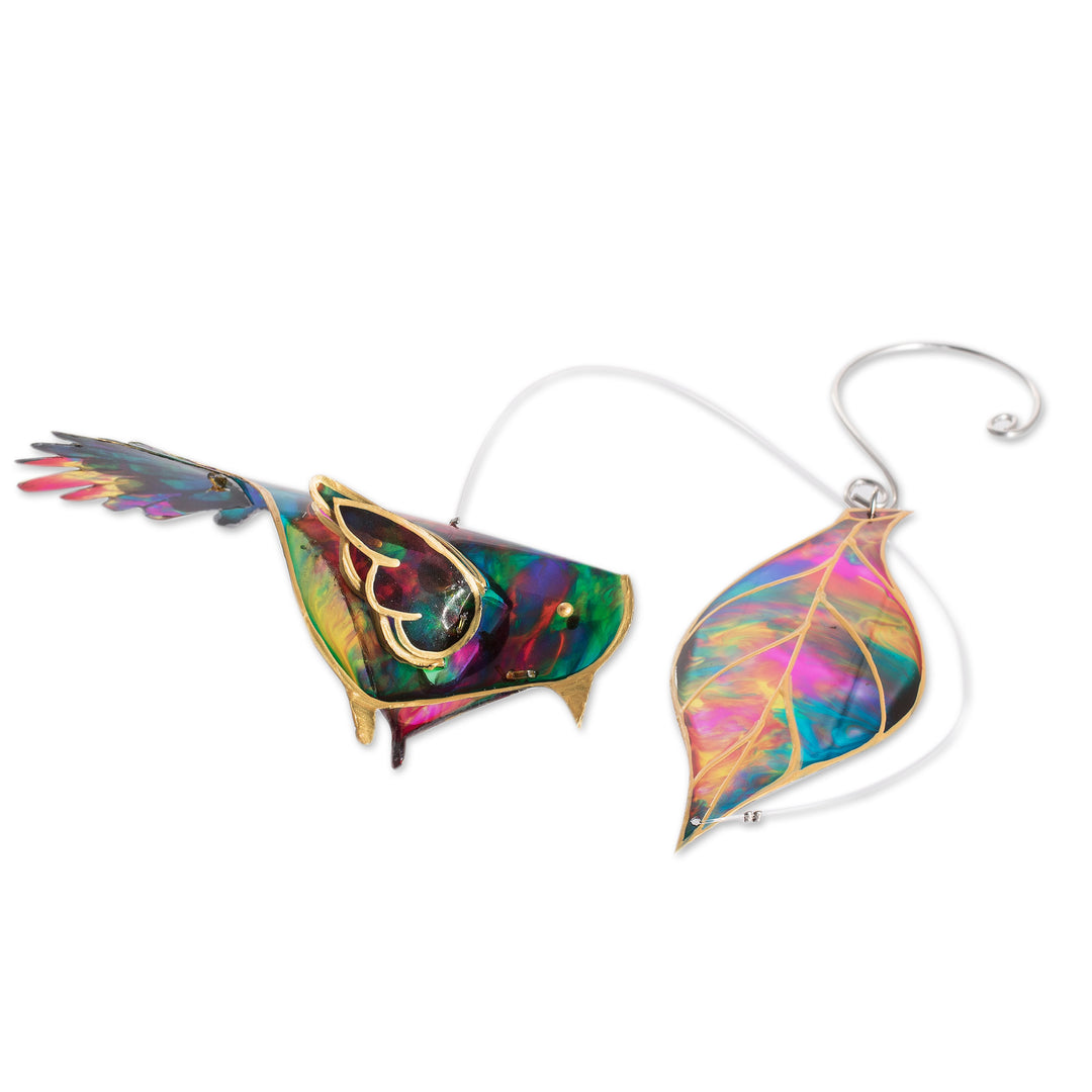 Leafy and Bird-Themed Handcrafted Recycled Plastic Mobile - Leafy Imagination