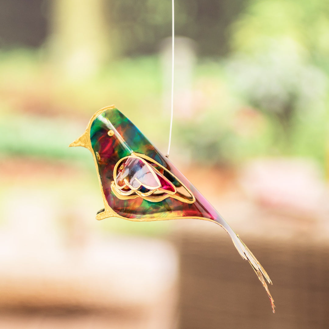Leafy and Bird-Themed Handcrafted Recycled Plastic Mobile - Leafy Imagination