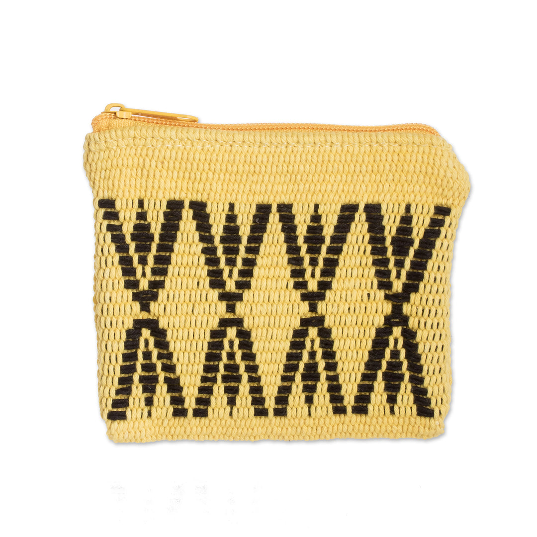 Yellow and Black Cotton Coin Purse Hand-Woven in Costa Rica - All United