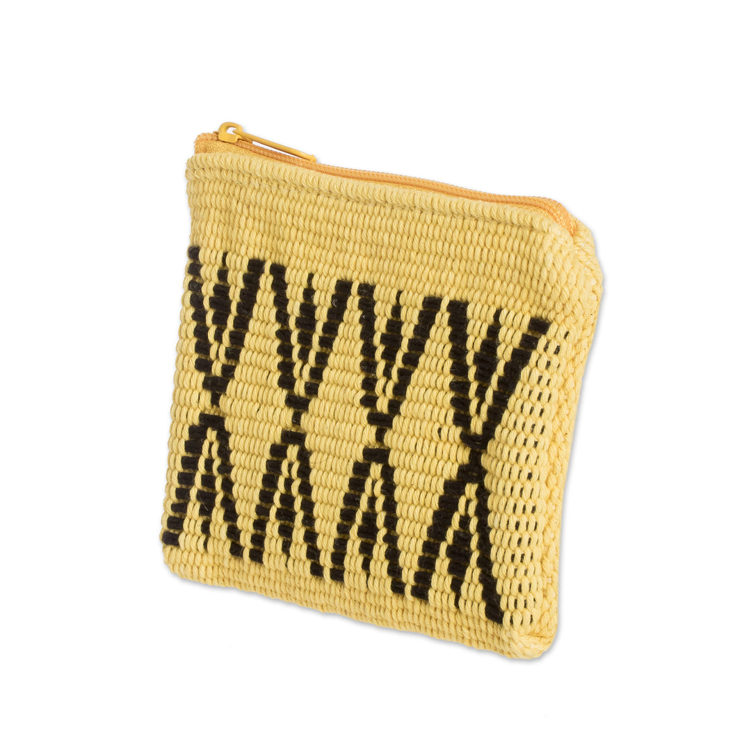 Yellow and Black Cotton Coin Purse Hand-Woven in Costa Rica - All United