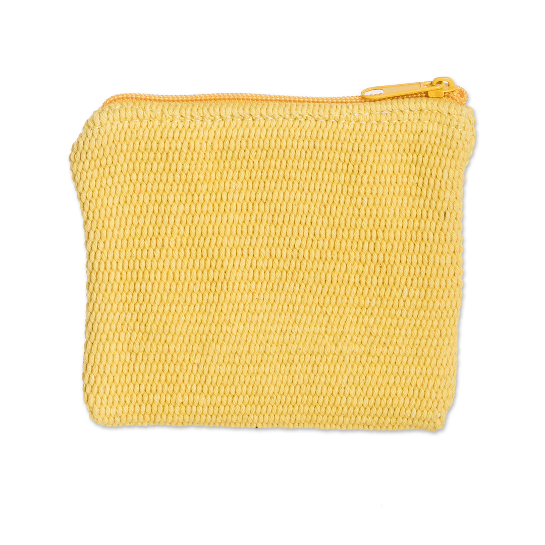 Yellow and Black Cotton Coin Purse Hand-Woven in Costa Rica - All United