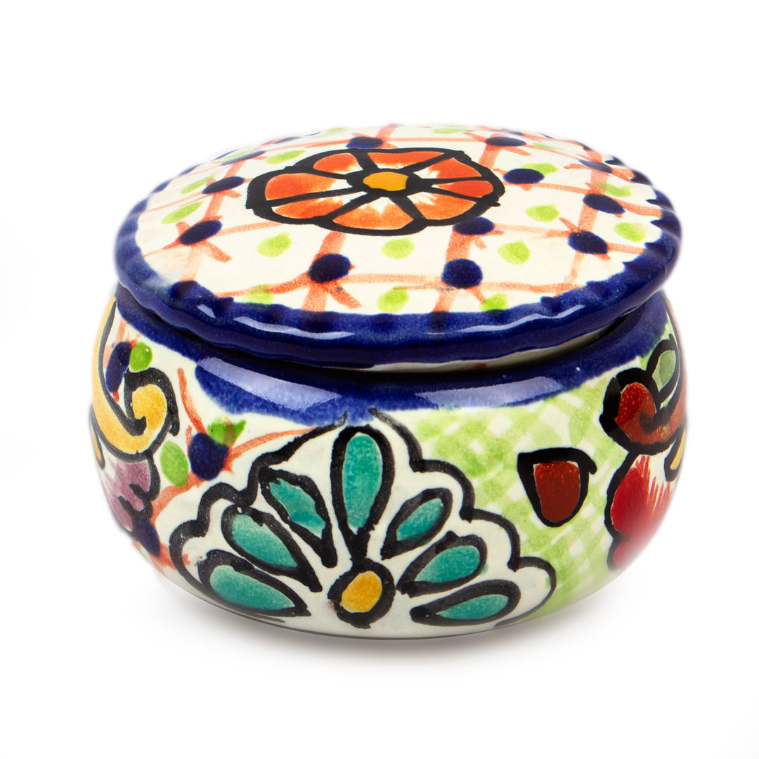 Talavera-Style Decorative Ceramic Box - Hidalgo Bouquet