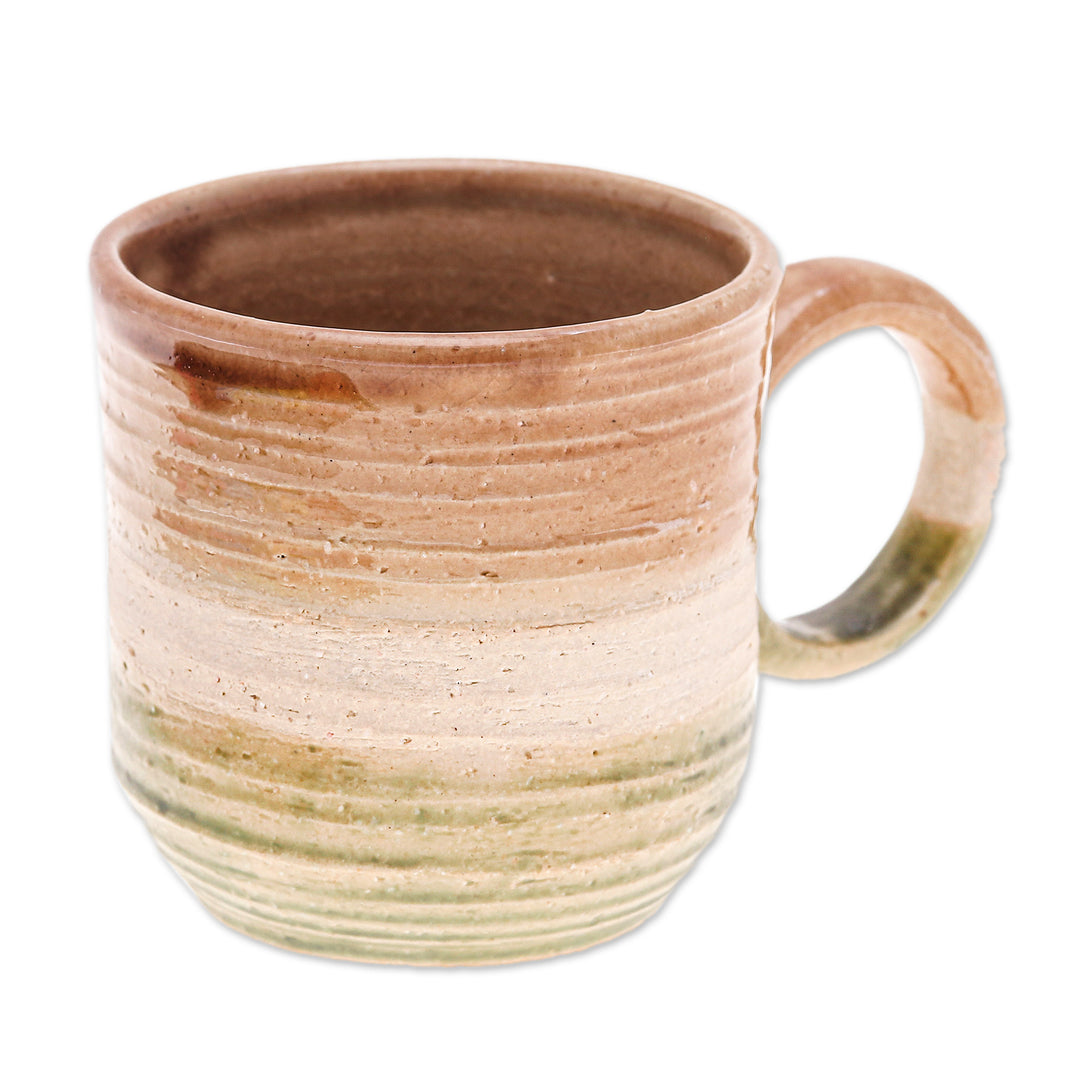 Warm-Toned Ceramic Mug Handcrafted in Thailand - Natural Energies