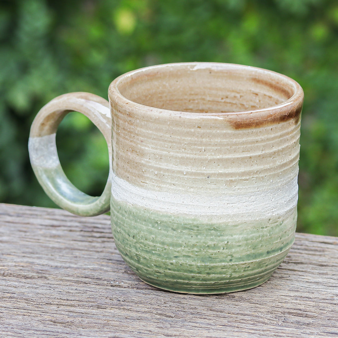 Warm-Toned Ceramic Mug Handcrafted in Thailand - Natural Energies