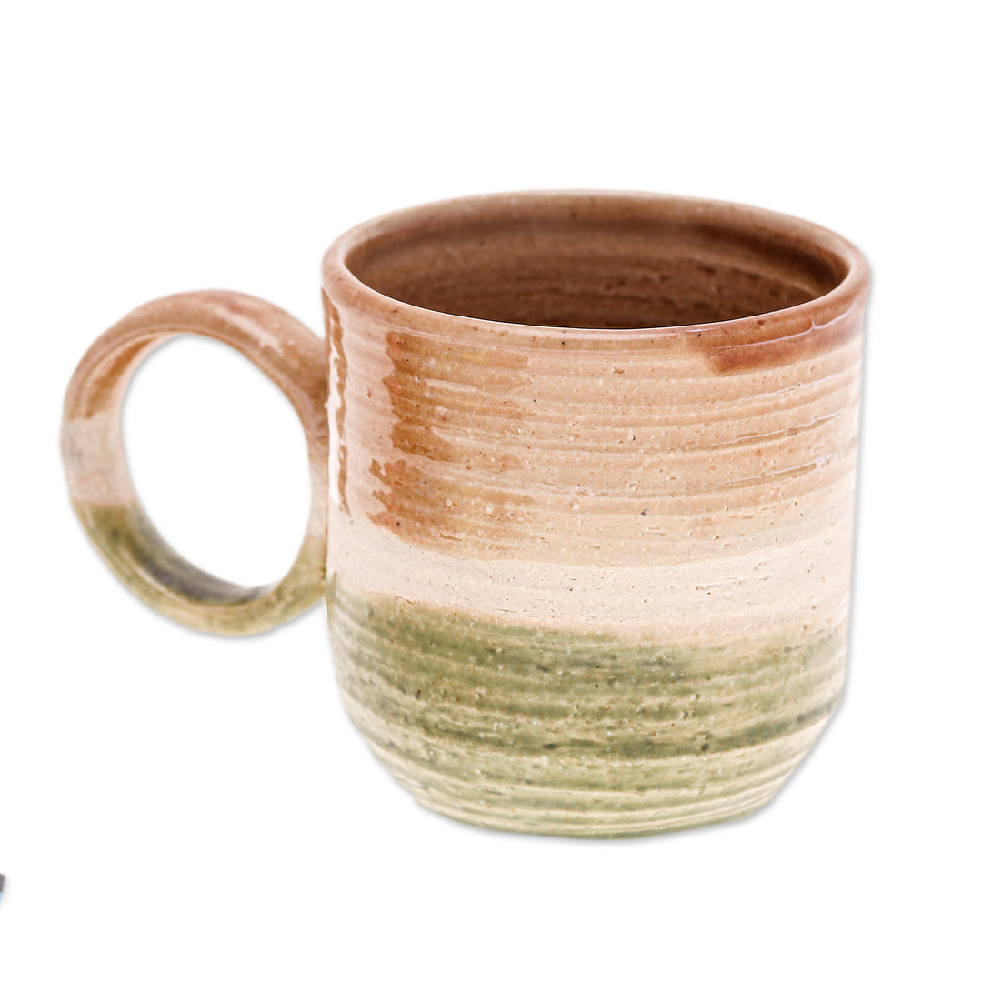 Warm-Toned Ceramic Mug Handcrafted in Thailand - Natural Energies