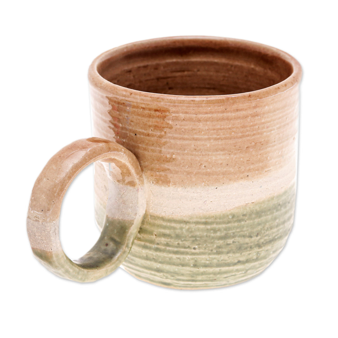Warm-Toned Ceramic Mug Handcrafted in Thailand - Natural Energies