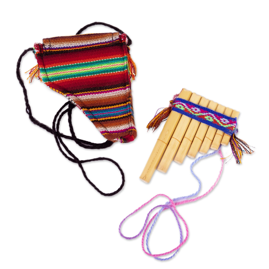 Traditional Bamboo Antara Panpipe with Andean Stripe Case - Melodies of the Empire