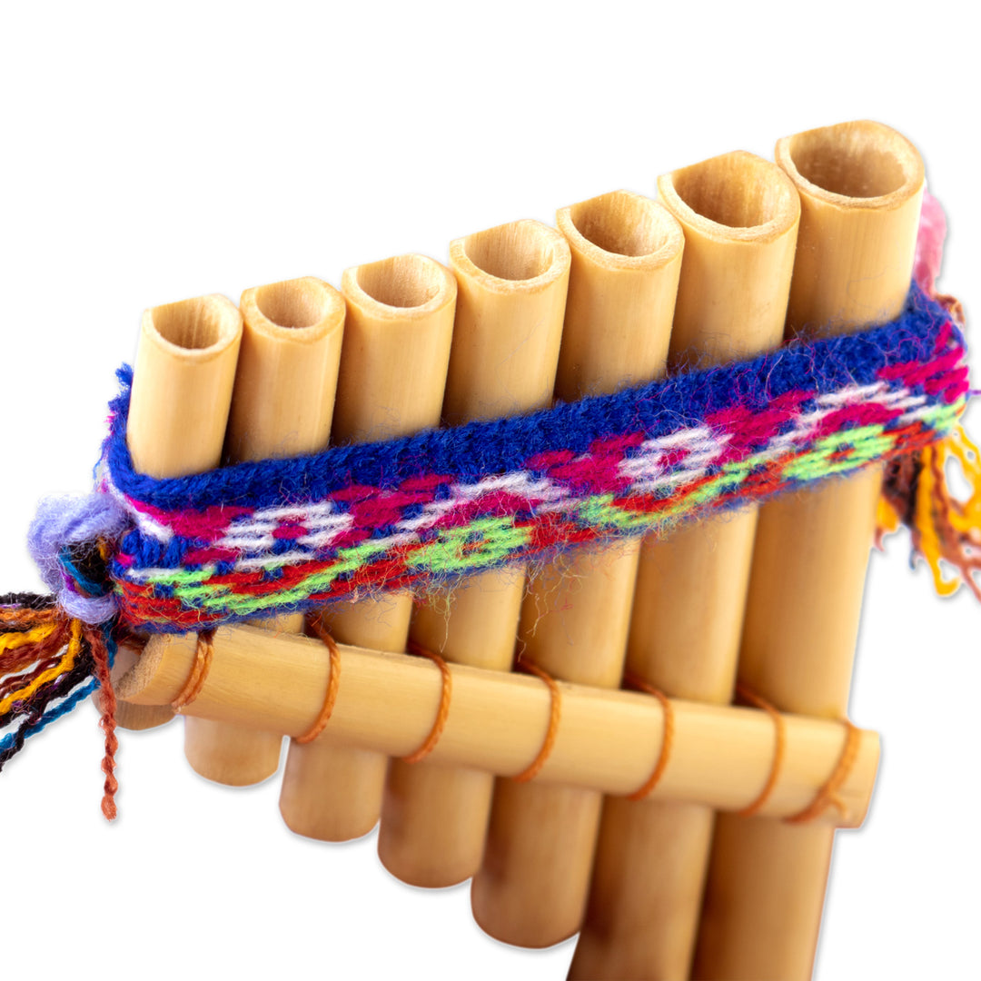 Traditional Bamboo Antara Panpipe with Andean Stripe Case - Melodies of the Empire