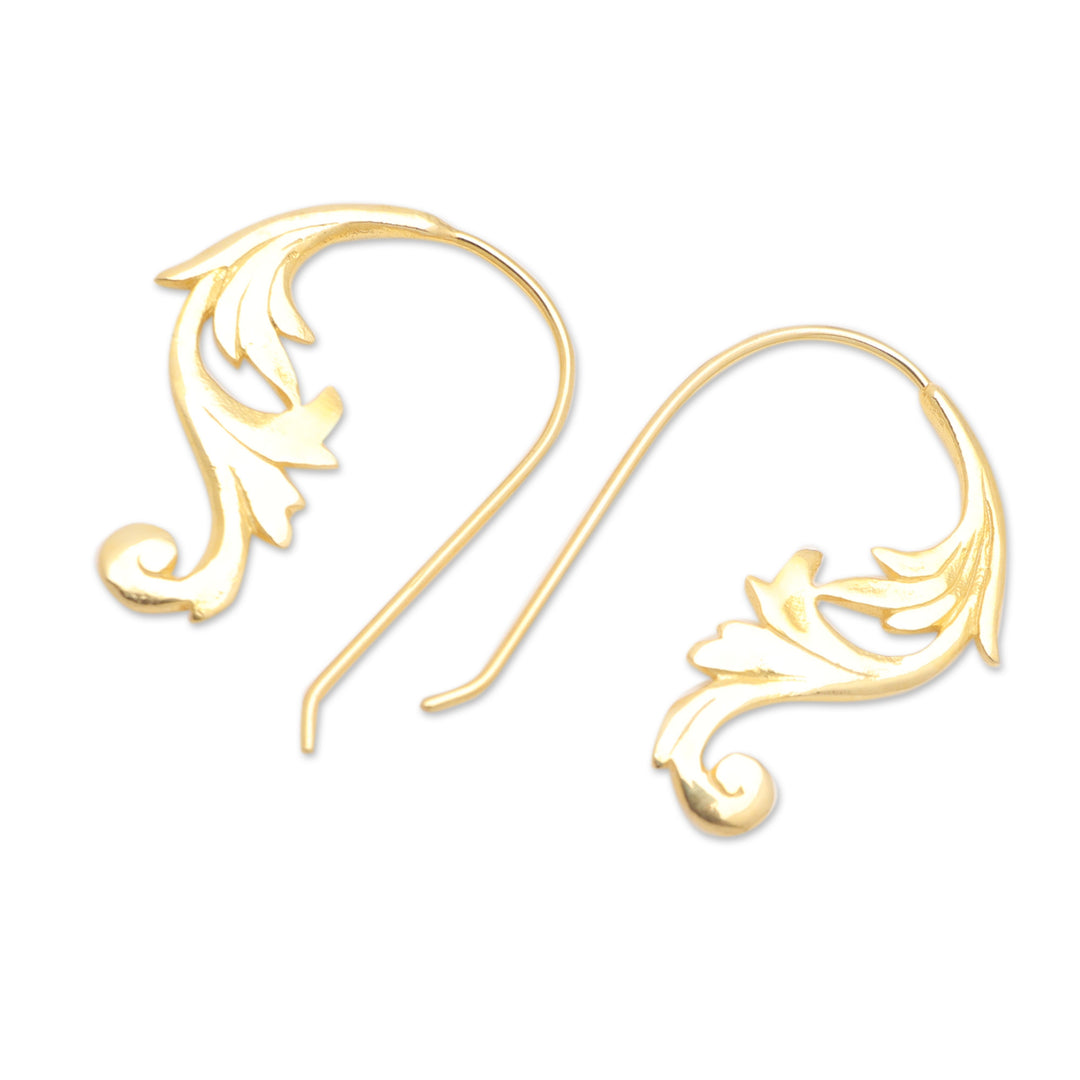 18k Gold-Plated Brass Drop Earrings with Leafy Details - Fairy Magic
